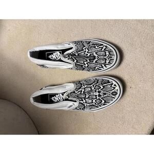 Vans Classic Slip-On Sneakers with Black and White Snake Print
